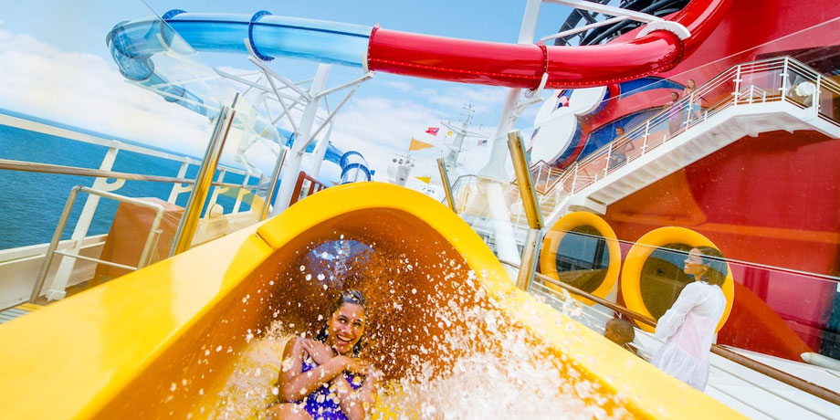 AquaDunk water slide Disney Magic cruise ship pool